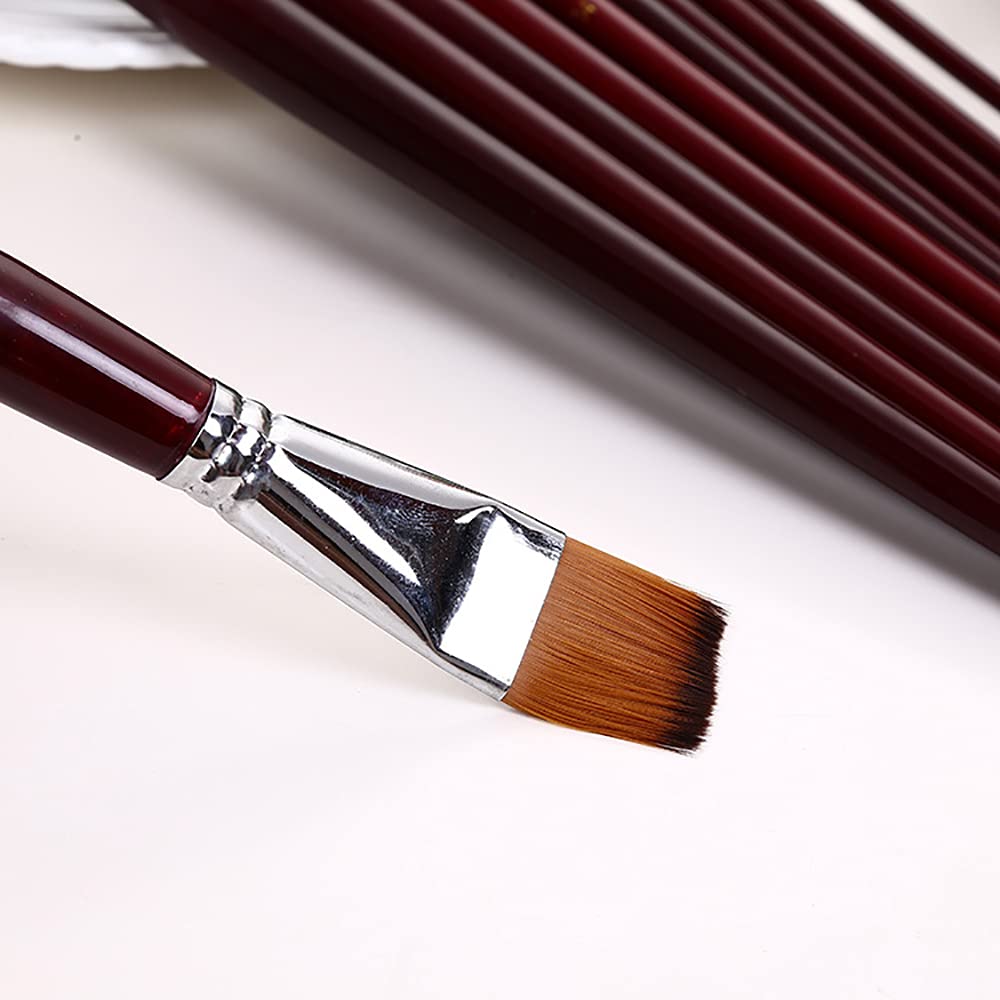 2-Color Nylon Hair Art Brushes - 12pc Set for Watercolor Painting & School Supplies