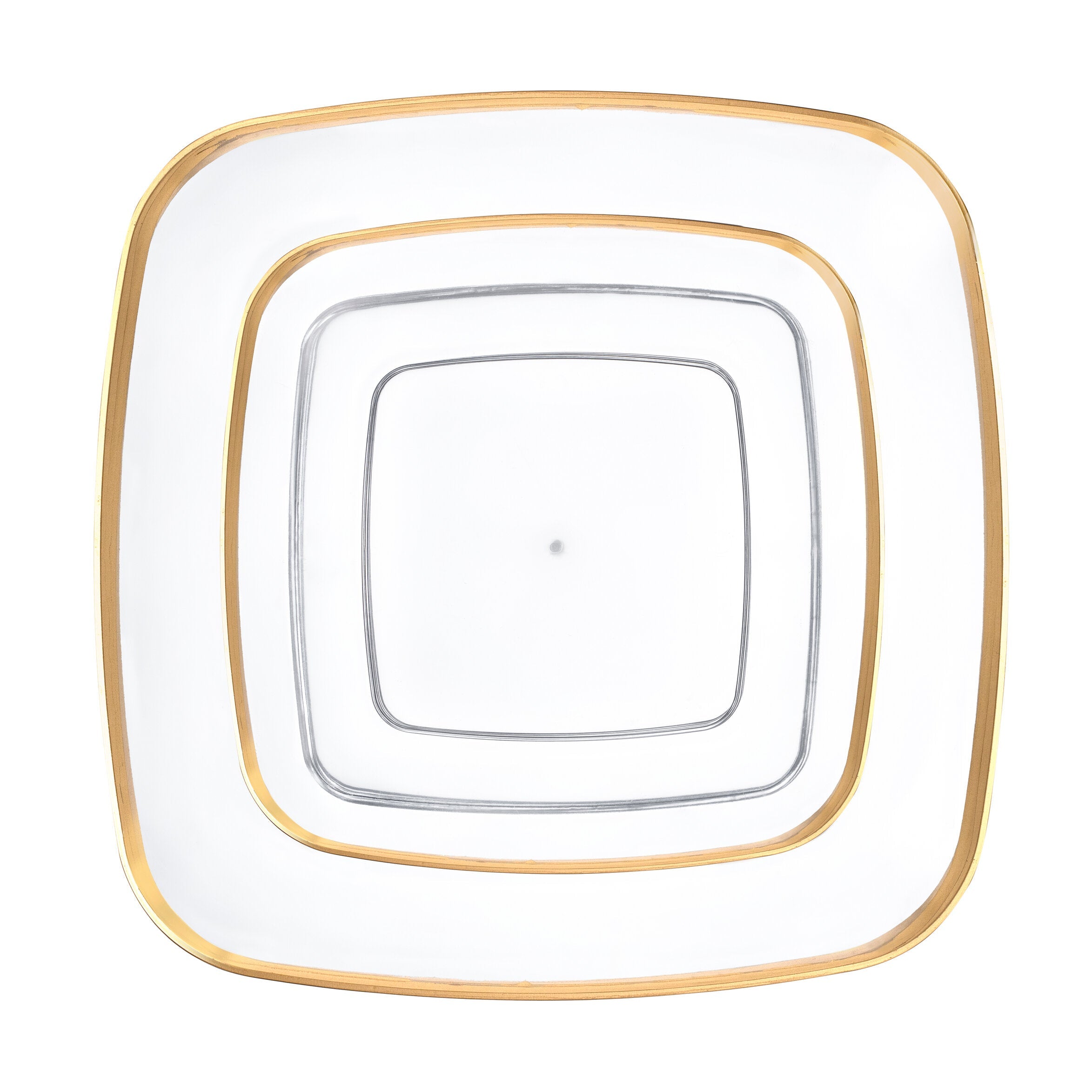 32-Piece Clear & Gold Square Plastic Dinnerware Set for 16 Guests - Elegant Disposable Plates, Cups, Forks, Knives & Spoons - Perfect for Weddings, Parties, BBQs & Outdoor Events