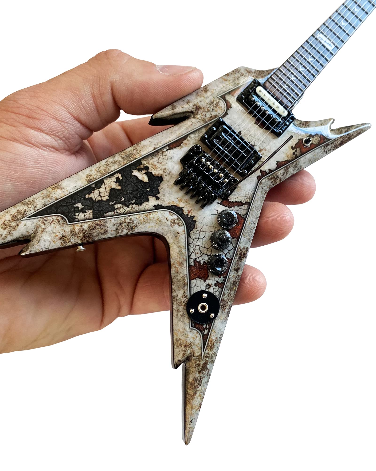AXE HEAVEN Dimebag Darrell Dean Razorback Mini Guitar Collectible - 1:10 Scale Rust Replica for Pantera Fans | Perfect for Music Memorabilia Display, Rock Collector's Shelf & Metalhead Gift