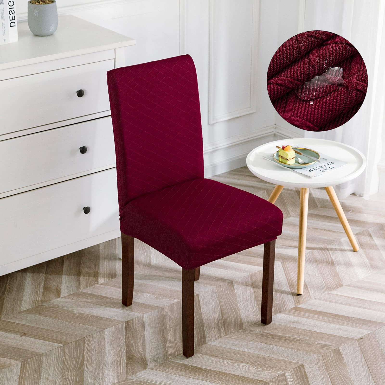 Waterproof Dining Chair Covers 2-Pack - Wine Red for Kitchen & Dining Room