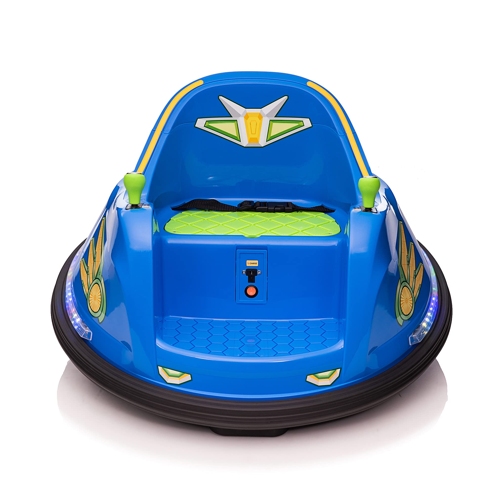 TOBBI 12V Kids Electric Bumper Car with Remote Control, 360° Spin, LED Lights & Music - Twin Motor Ride On Toy for Boys & Girls Ages 3-8 (Light Blue & Green) - Perfect for Indoor & Outdoor Play, Birthday Gifts & Family Fun