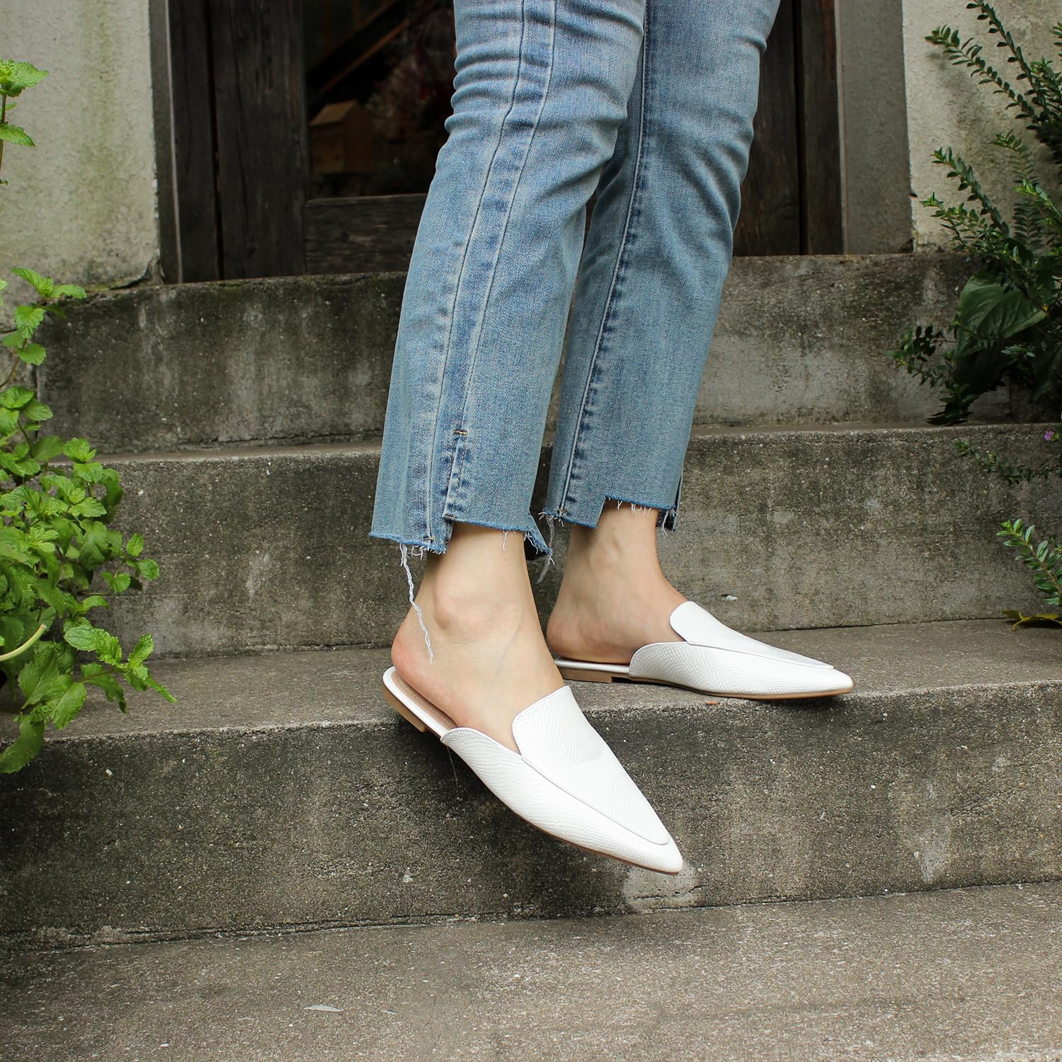 Hawkwell Women's Backless Slip-On Loafers - Comfortable Pointed Toe Mule Slides for Casual Wear, Office & Home Use