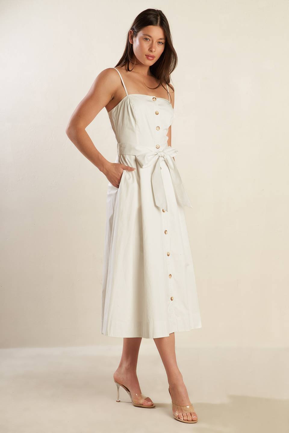 White Woven Midi Dress - Flowy Boho Summer Dress for Women | Perfect for Beach, Picnic & Outdoor Events