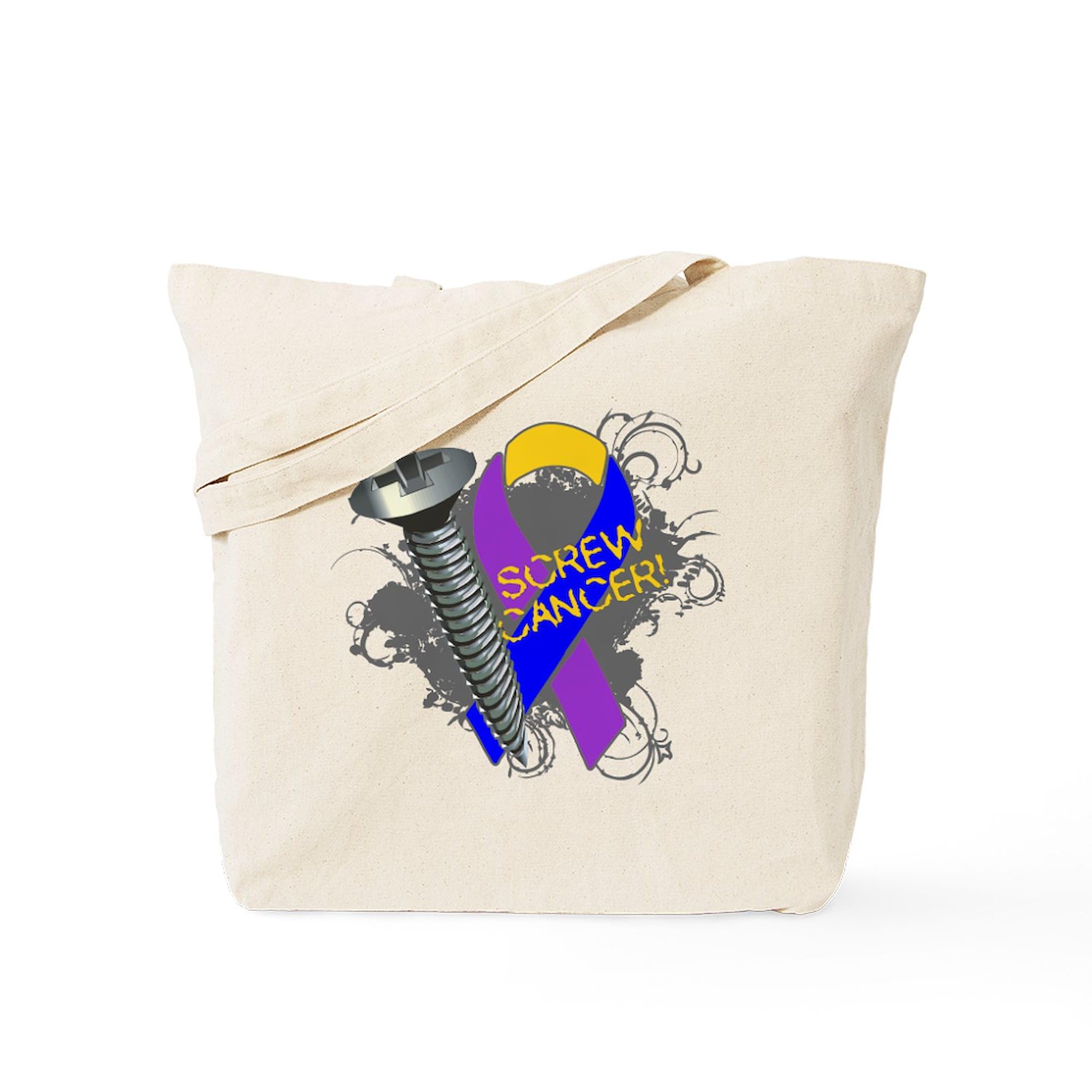 Screw Bladder Cancer Tote Bag - Natural Canvas Reusable Shopping Bag for Groceries, Beach & Everyday Use | CafePress