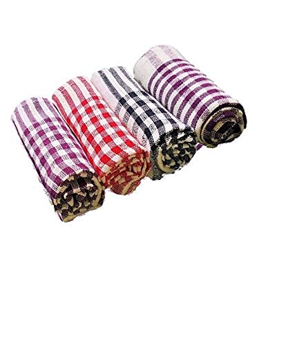 Yogiram 15x15 Inch Cotton Kitchen Duster Cloth - 4 Pack Multipurpose Wet & Dry Cleaning Towels for Kitchen, Dishes, Countertops, and Stainless Steel Appliances