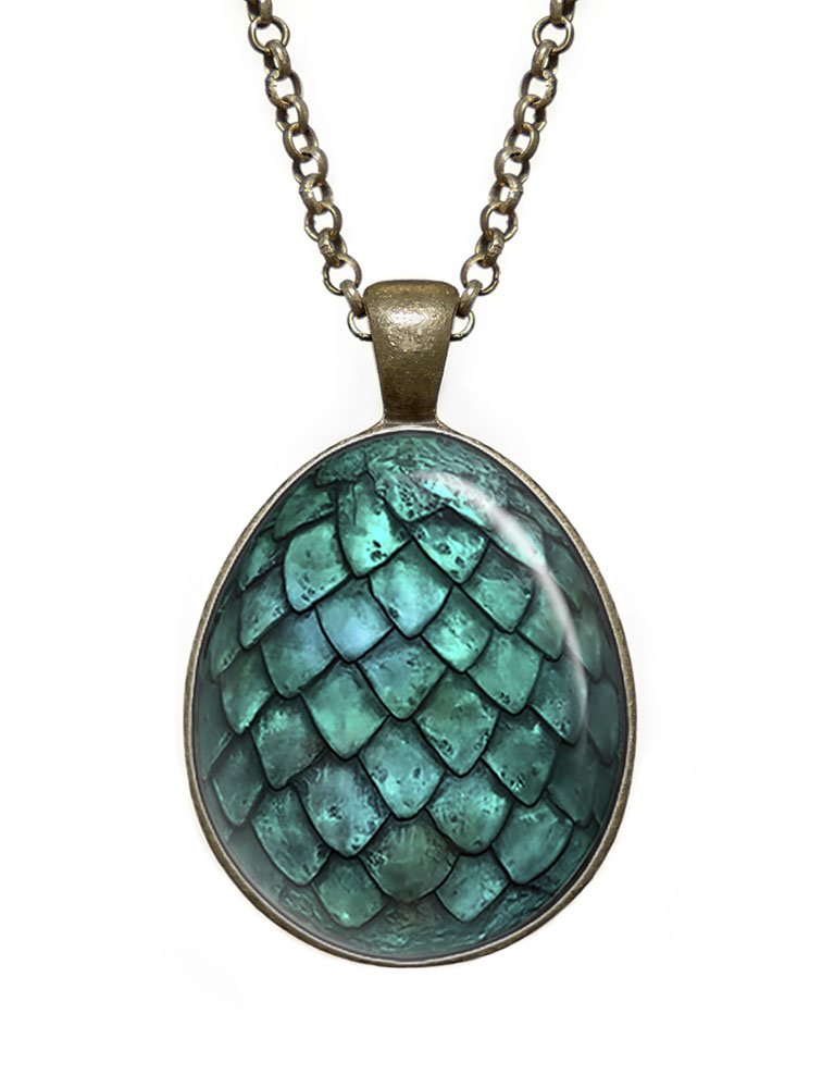 Turquoise Dragon Egg Necklace - Handmade Glass Pendant Jewelry for Women, Unique Fantasy Gift for Cosplay, Renaissance Fairs & Witchy Aesthetic Lovers