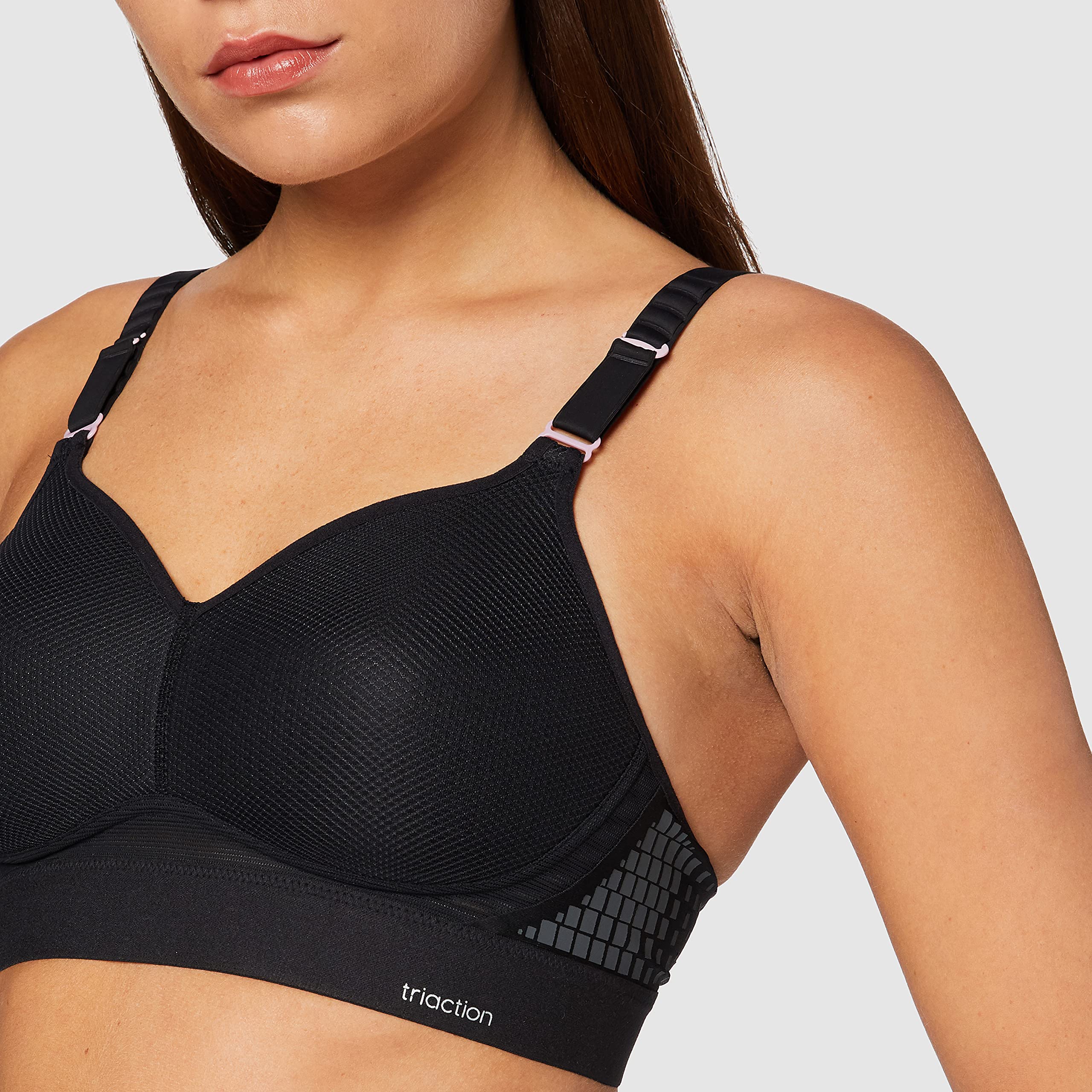 Triumph Triaction Hybrid Lite P Padded Non-Wired Sports Bra - Breathable Support for Running, Yoga & Gym Workouts - Black (0004) 38A CS