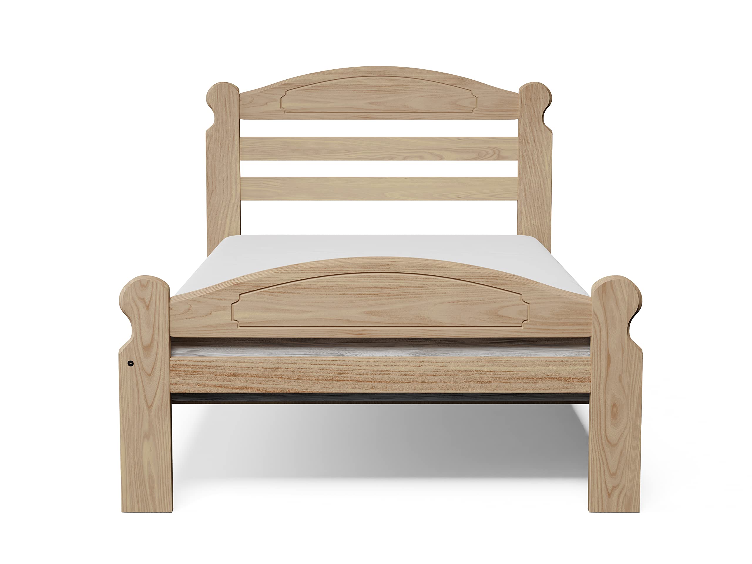 Unfinished Solid Pine Wood Twin-XL Bed Frame with Hardwood Slats - Easy Assembly Kids Bedroom Furniture for Boys & Girls - Durable Wooden Bed for Teens, Guest Rooms & Dormitories