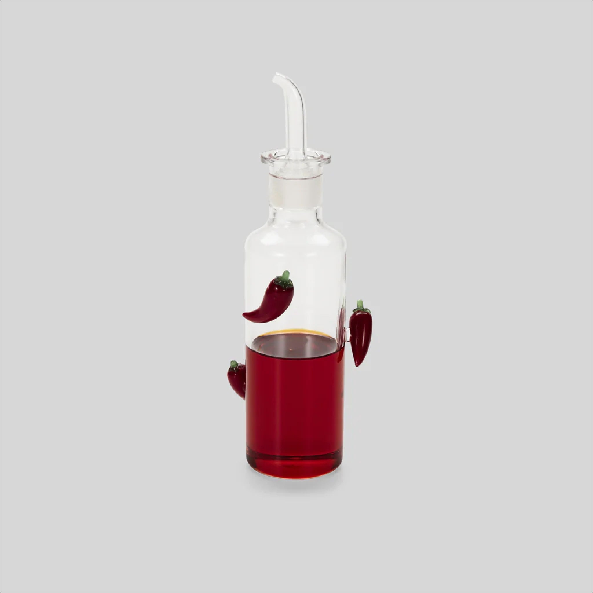 MAISON BALZAC Premium Glass Chilli Oil Bottle - 210mL Clear/Red - Perfect for Cooking, Gifting & Gourmet Kitchen Decor