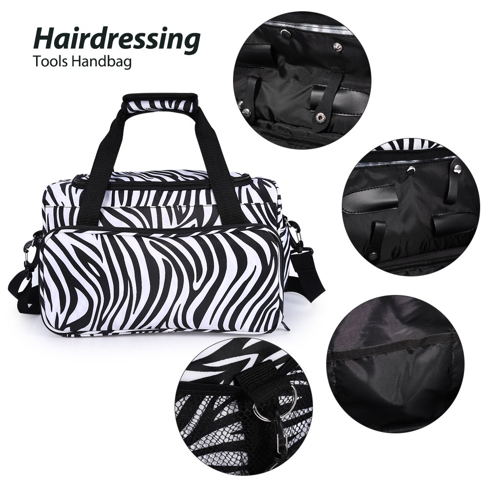 Yuyte Zebra Stripe Hairdressing Bag - Portable Hairstyling Case for Scissors, Combs & Tools | Perfect for Salon Professionals & Mobile Stylists
