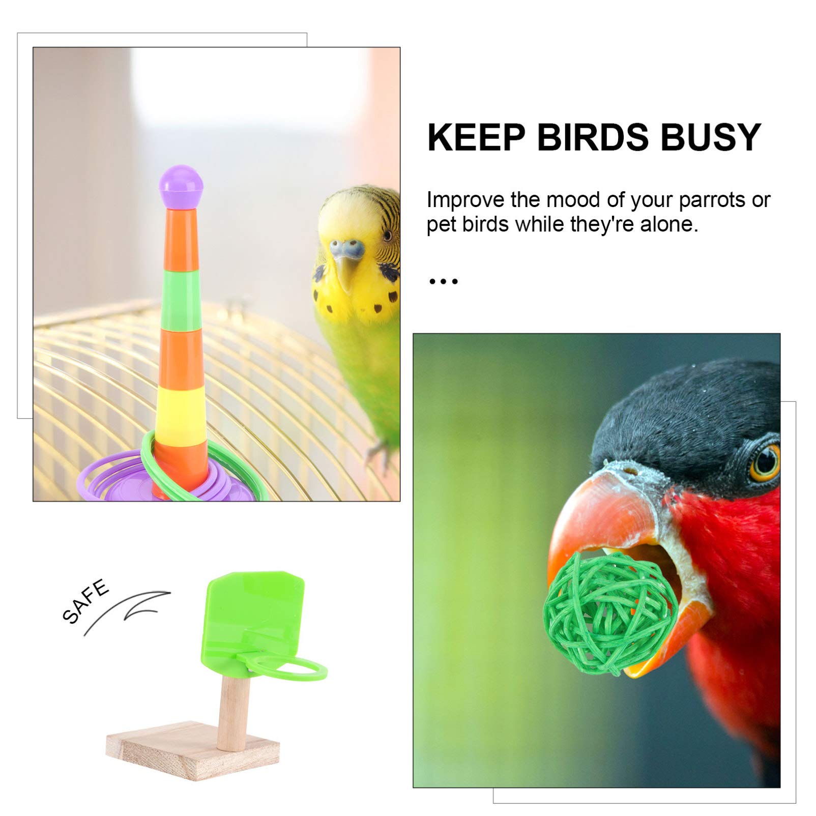 Balacoo Mini Basketball Hoop Toy for Parrots - Interactive Bird Training Toy for African Grey, Cockatoo & Conures - Fun Roller & Shopping Cart Play for Bird Intelligence & Exercise - Perfect for Cage Enrichment & Playtime Activities