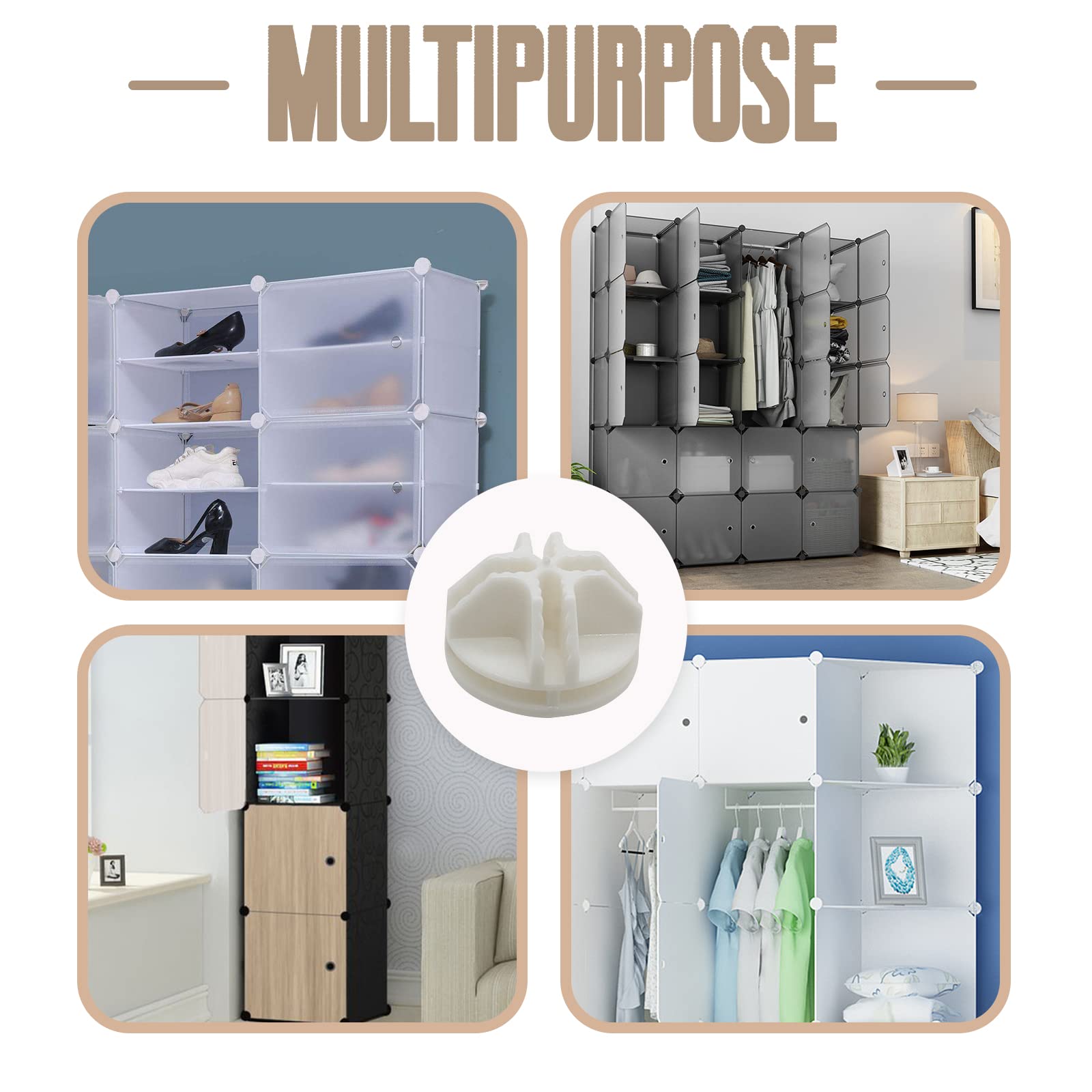 50Pcs White Wire Cube Plastic Connectors - Modular Grid Organizer for Closet Storage, Wire Shelving & DIY Home Organization - Perfect for Bedroom, Garage & Office Storage Solutions