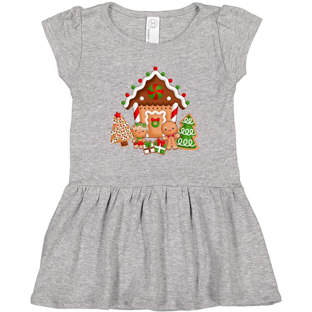 Inktastic Gingerbread House Christmas Toddler Dress - Festive Holiday Outfit for Baby Girls & Toddlers - Perfect for Christmas Photos, Parties & Family Gatherings