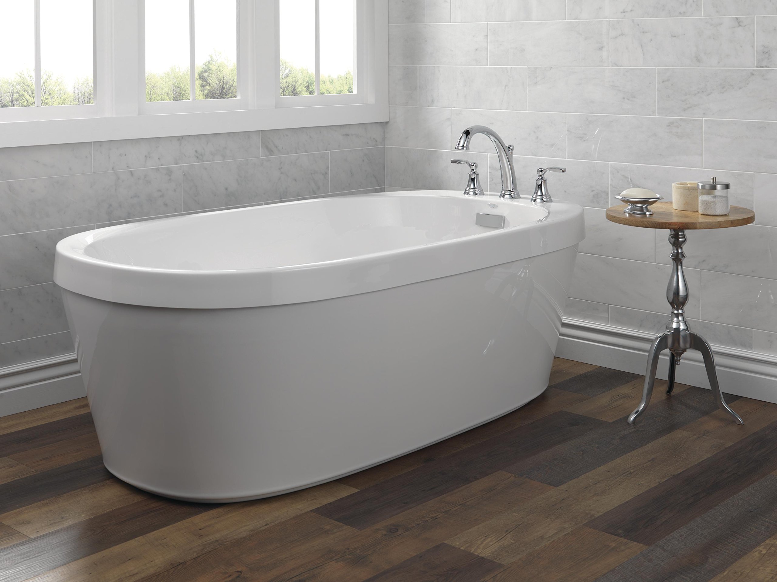Delta Faucet Woodhurst Roman Tub Faucet T2732 - Classic Chrome Bathtub Faucet with Handles - Bathroom Fixture for Freestanding Tubs (Valve Sold Separately) - Perfect for Luxury Bathrooms & Spa Retreats