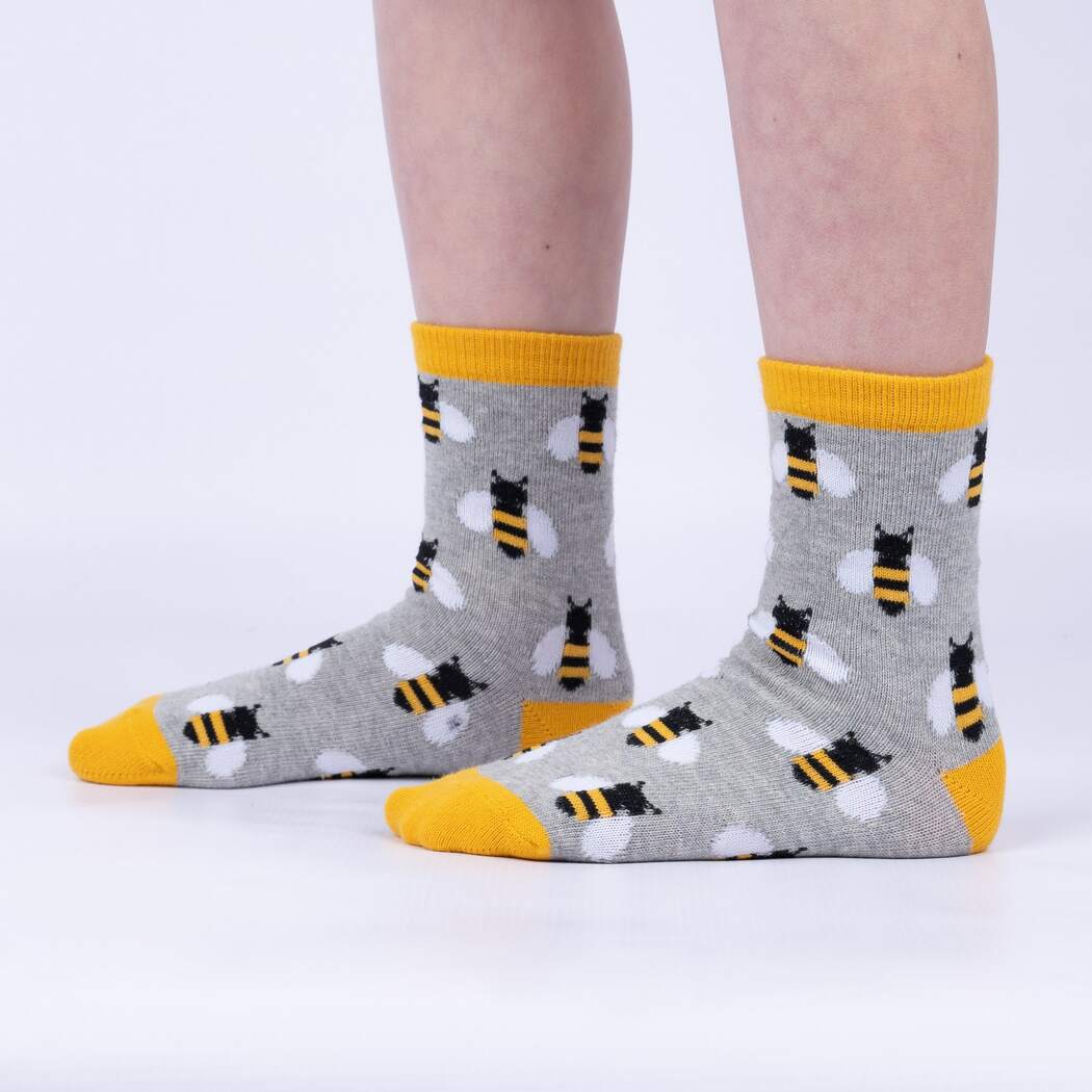 Stylish Bee's Knees Crew Socks 3-Pack for Juniors - Fun & Comfortable Everyday Wear for School, Sports, and Casual Outfits