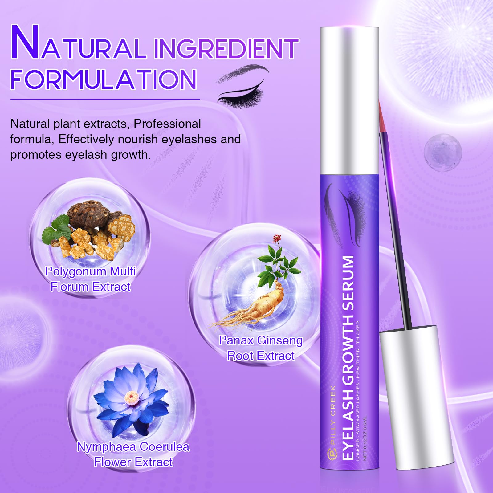 Premium Eyelash Growth Serum & Eyebrow Enhancer - Advanced Formula for Longer, Thicker, Fuller Lashes & Brows | Natural Lash Boost Serum for Daily Use | Perfect for Nighttime Care & Special Occasions