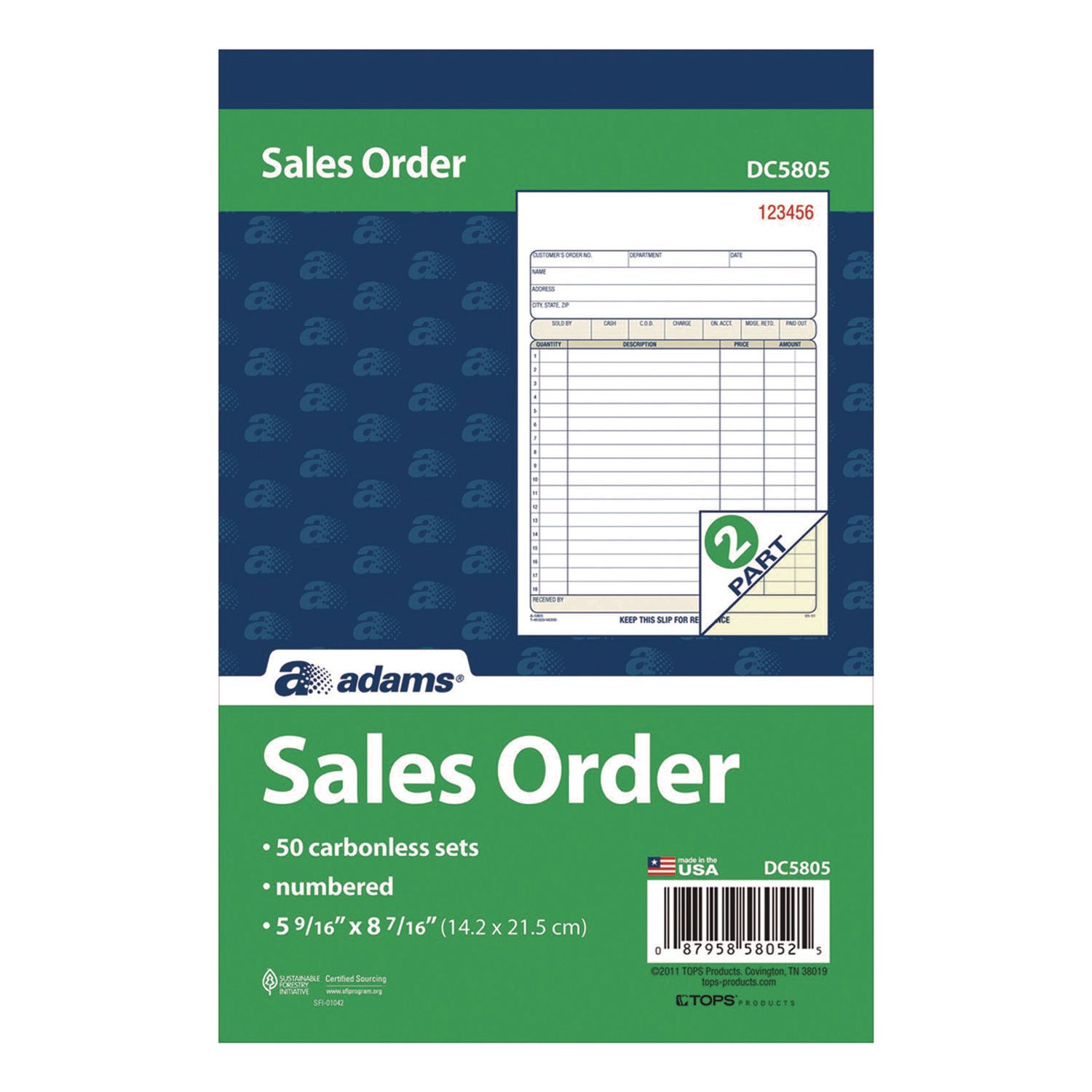 Adams® Multipart Sales Order Pad, 2-Part Carbonless, 5.56