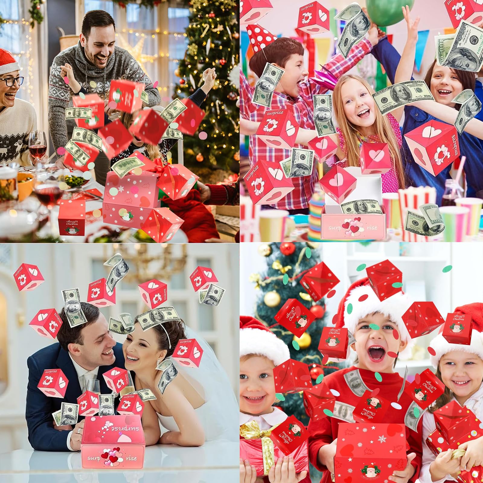 2023 Christmas Surprise Gift Box Set - 12 DIY Explosion Bouncing Photo Album & Red Envelope Gift Boxes for Holiday & Birthday Presents | Creative Folding Gift Idea for Kids, Adults, Party Favors