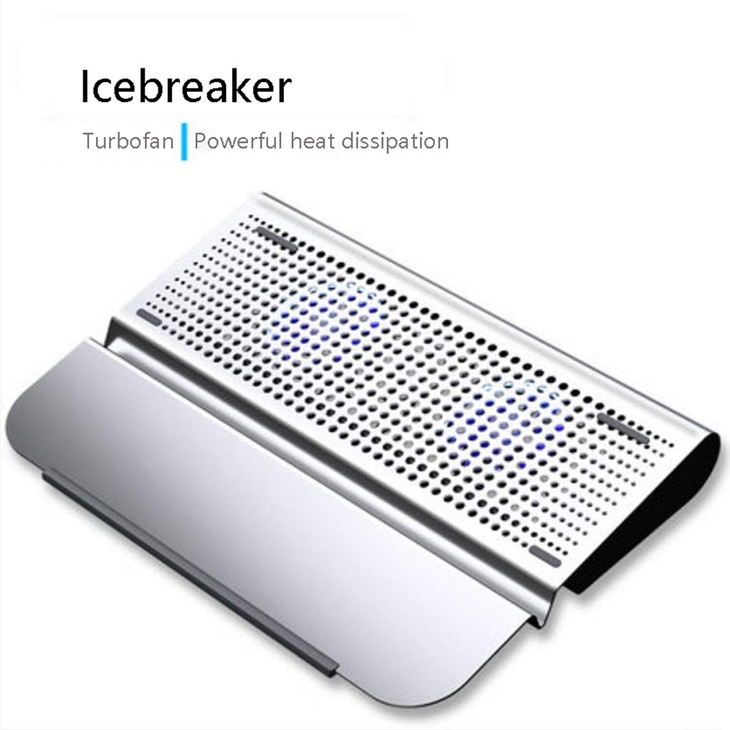 FABAX Aluminum Laptop Cooler - Slim Portable USB Cooling Pad with 2 Adjustable Stands, Efficient Heat Dissipation for 10-15.6