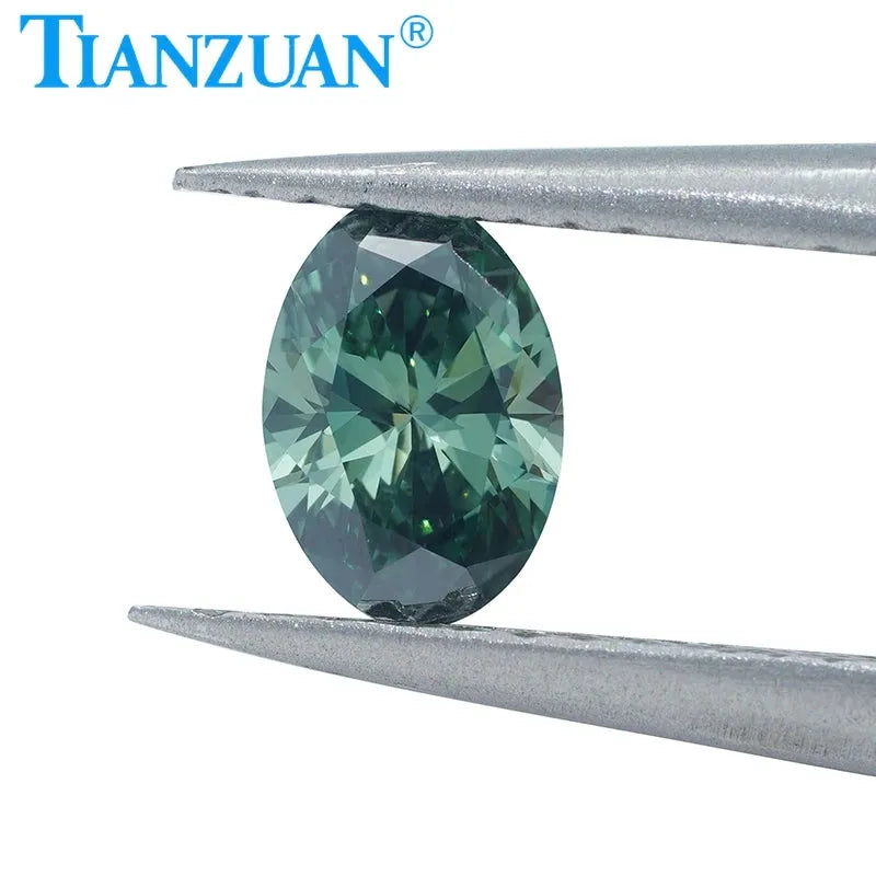 Lab Grown Diamond HPHT Oval Shape Fancy Vivid Green Color VVS1/VS1 2EX Loose Gemstone Bead with GEMID Certified - Perfect for Engagement Rings, Custom Jewelry & Luxury Gifts