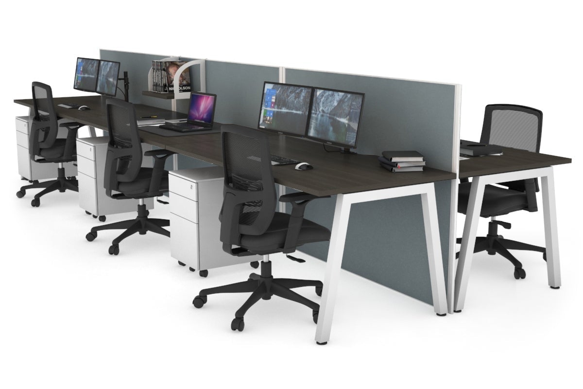 Horizon Quadro 6-Person Office Workstation Bench with A-Legs - 1800mm x 800mm Dimensions & Cable Management - Perfect for Collaborative Workspaces & Open Office Environments