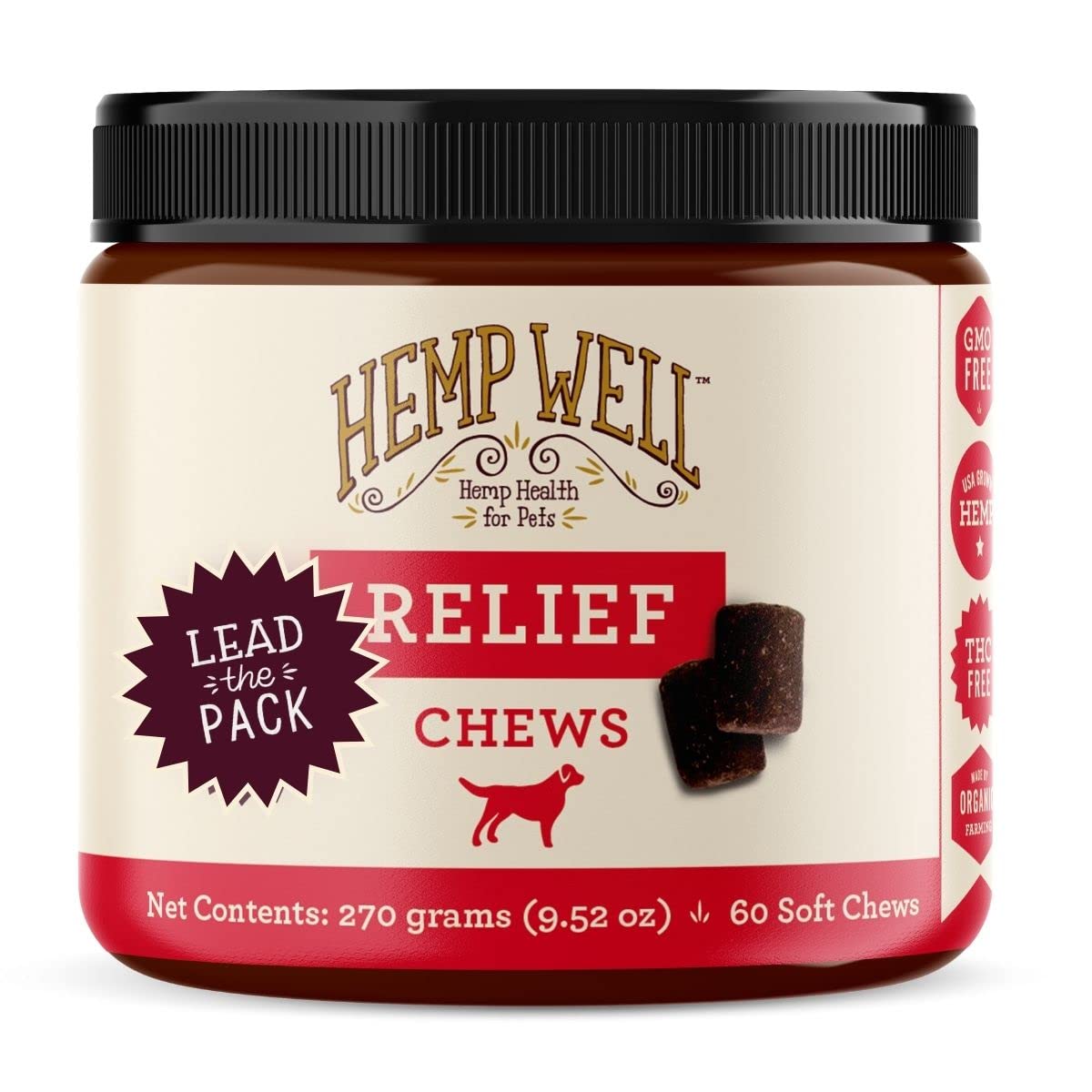 Organic Hemp Relief Soft Chews for Dogs - Hip & Joint Supplement with Long-Lasting Mobility Support | Calming Anxiety Relief | Natural Hemp Dog Treats for Joint Pain, Stress & Relaxation | Perfect for Active Dogs, Senior Pets & Anxious Puppies (1 Pack)