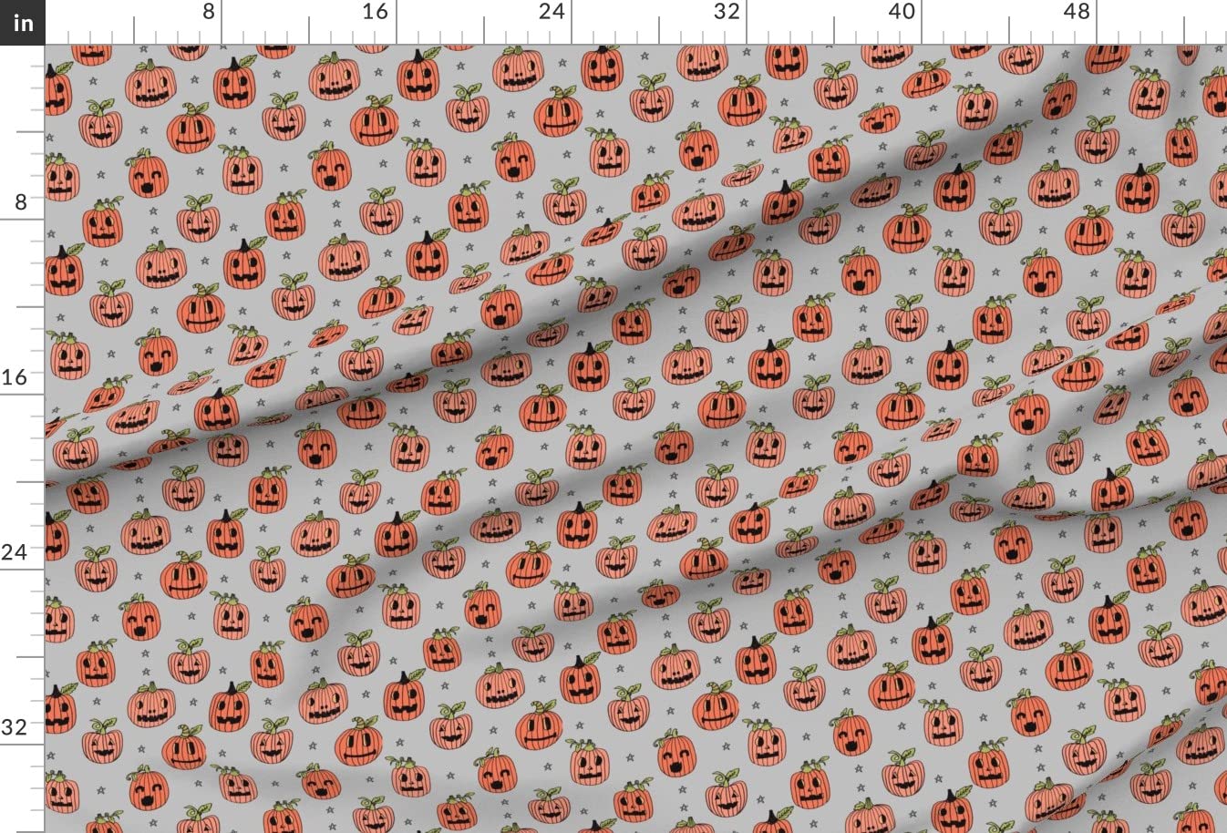 Halloween Cute Pumpkin Pattern Gray Printed Minky Fabric - Soft Plush Fat Quarter for Baby Blankets, Quilt Backing, Sewing Projects | Fall Autumn Decor, October Seasonal Crafts, DIY Home Decor