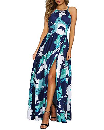A-navy Green Leaf Floral