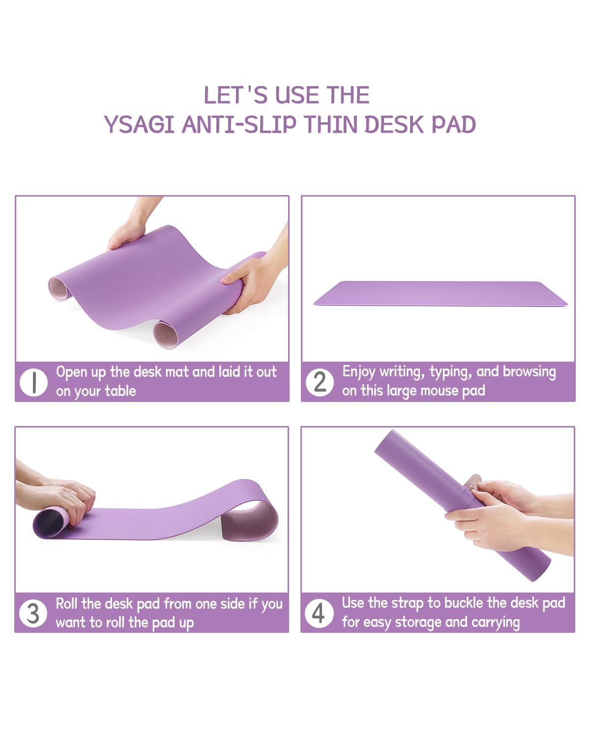 YSAGi Non-Slip Leather Desk Pad - Waterproof Laptop Keyboard Mat & Table Protector, Large Mouse Pad for Office, Home, Work & Decor (Purple, 31.5