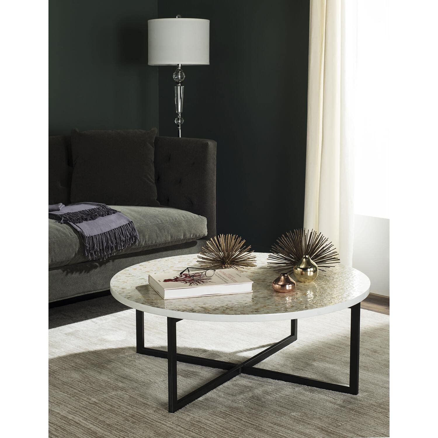 SAFAVIEH Home Collection Cheyenne Blue & White Coffee Table - Stylish Living Room Furniture for Modern Home Decor & Cozy Gatherings