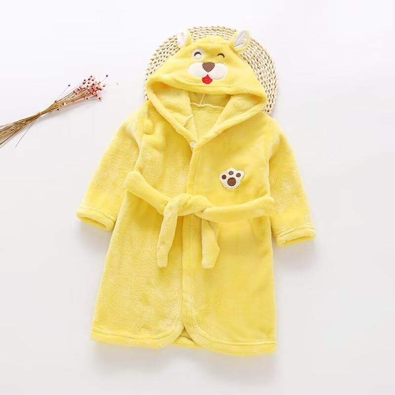 JUNG KOOK Toddler Baby Boys Girls Cartoon Bathrobe - Soft Flannel Robe for Winter & Nightwear - Cozy Kids Pajama Robe for Bath Time, Bedtime & Lounging