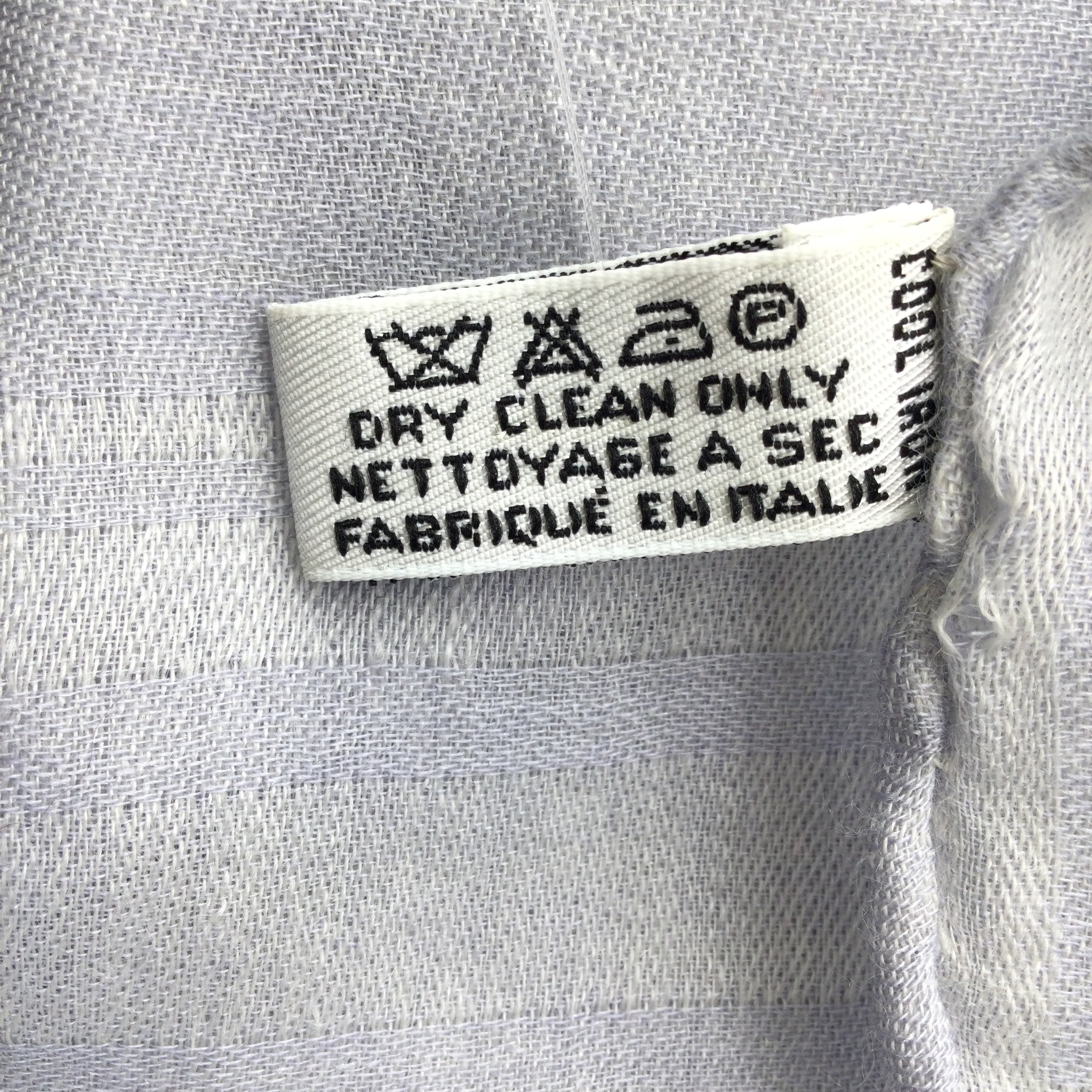Chanel Light Blue Printed Fringed Trim Cashmere and Silk Scarf Wrap - Luxury Fashion Accessory for Women, Perfect for Office, Travel and Special Occasions