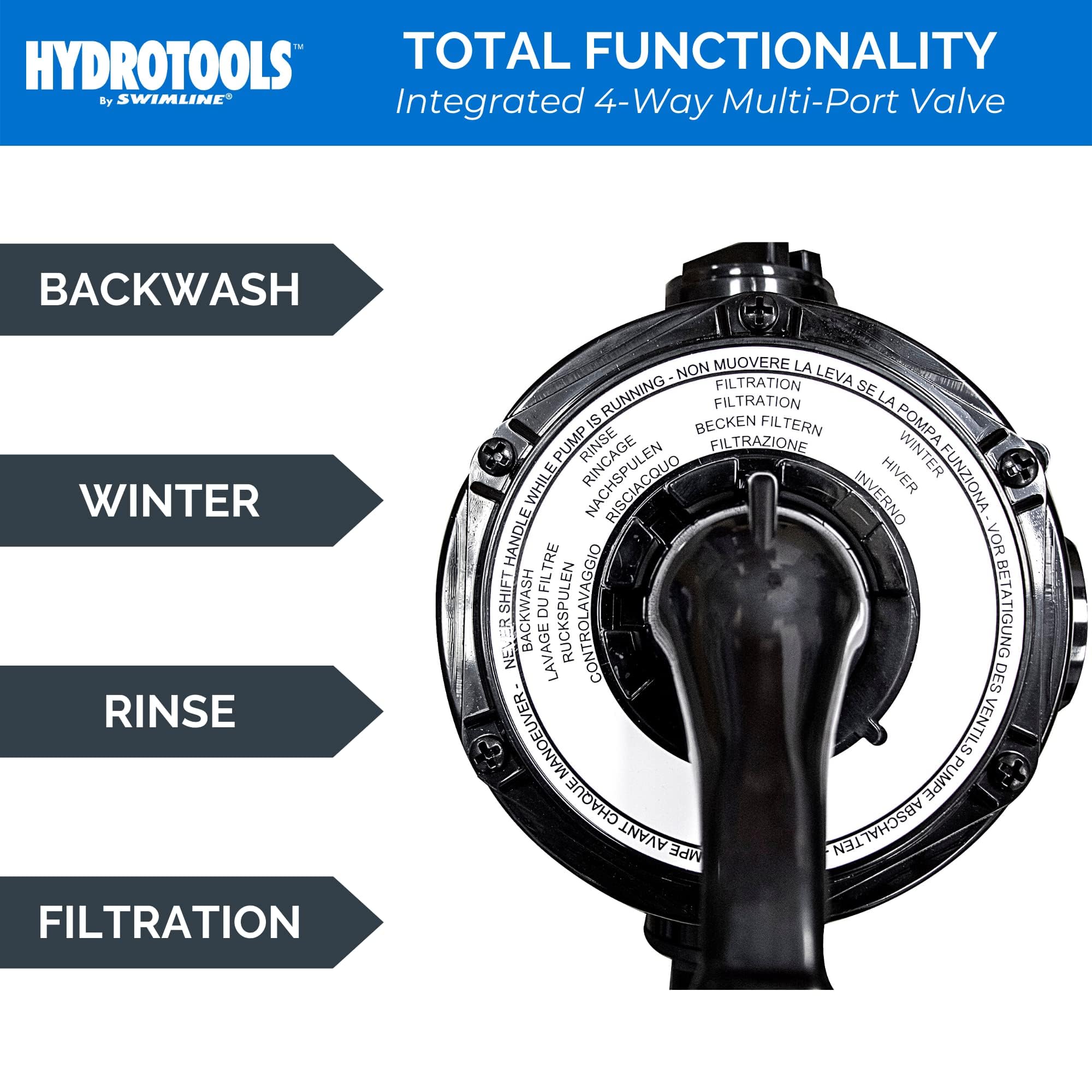 HYDROTOOLS by SWIMLINE 14 Inch Pool Sand Filter Pump - 1/2 HP (0.45 THP) 2400 GPH for Above Ground & Inground Pools Up To 10,500 Gallons | Compatible with Intex & Bestway Pools | Ideal for Pool Cleaning, Maintenance and Water Filtration