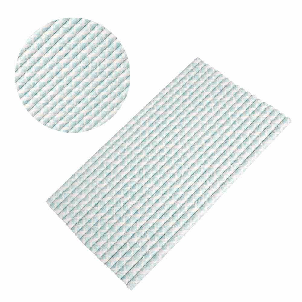 Elegant Baby Blue Damask Cake Pop Party Straws - 50 Pack Disposable Paper Straws for Birthday, Baby Shower, Wedding & Bridal Shower Decorations - Perfect for Desserts, Drinks & Party Favors