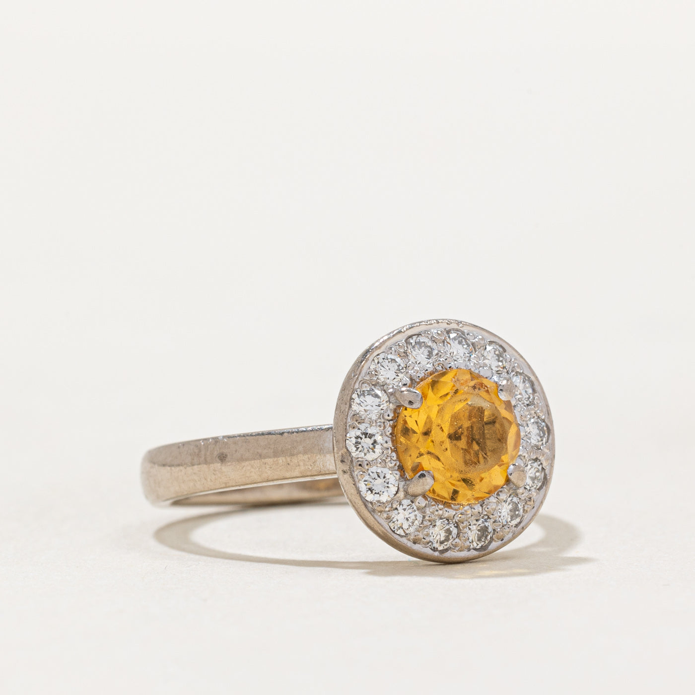 0.75ct Citrine & Diamond Halo Ring - 0.28ctw Total Weight - Size 5.75 - Elegant Birthstone Jewelry for Women - Perfect for Anniversary, Birthday & Special Occasion Gifts