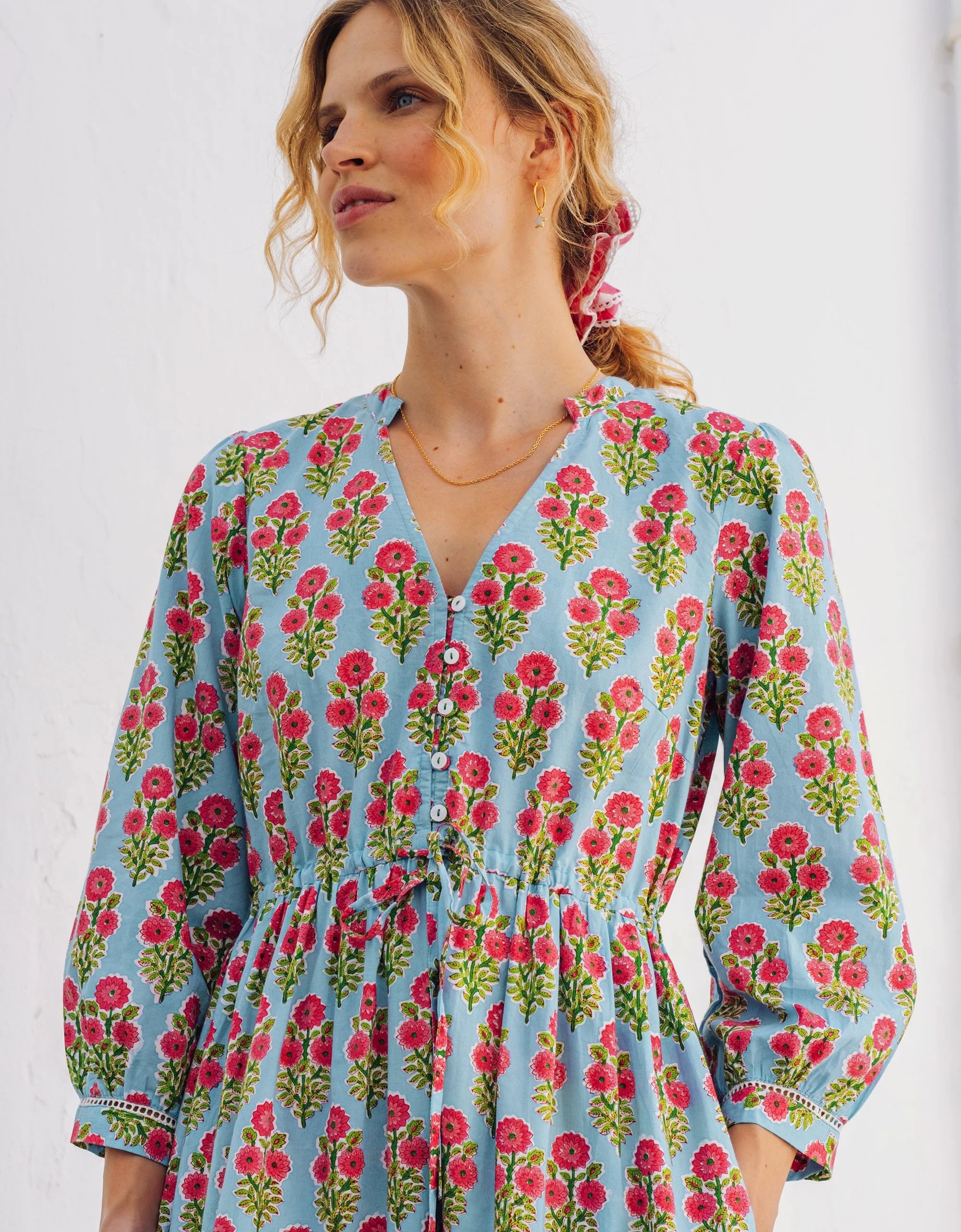 Pink City Prints Island Buta Maria Dress - Floral Boho Maxi Dress for Women, Beach Vacation & Summer Outfits