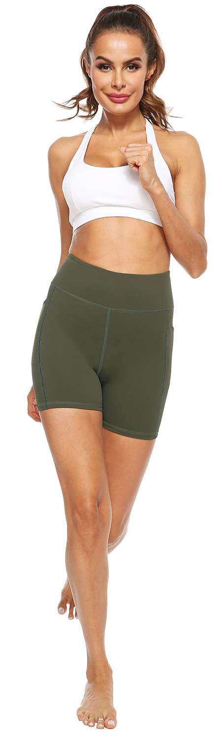 AFITNE Women's High Waist Biker Shorts with Pockets - Tummy Control Workout Shorts for Running, Yoga & Gym - Breathable Athletic Compression Shorts for Women