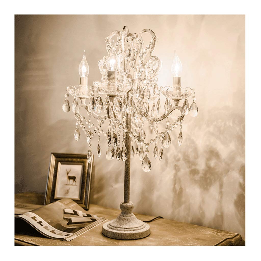 Crystal Table Lamp - Elegant Retro Gold Bedside Lamp for Living Room, Bedroom & Study, Luxury E14 Nightstand Light | Perfect for Home Decor & Cozy Reading