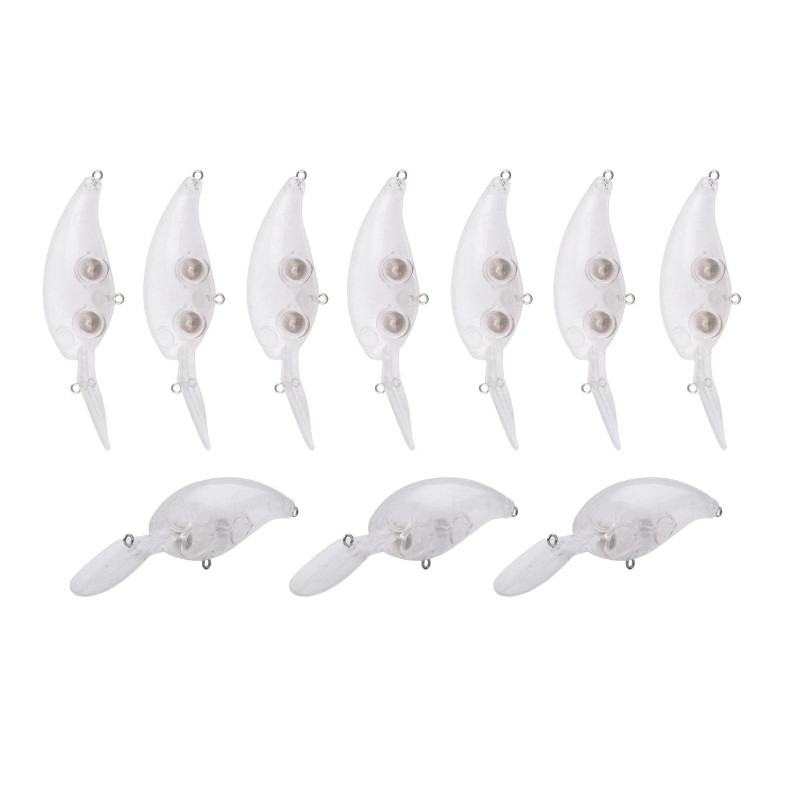 Menolana 10pcs Unpainted Crankbait Fishing Lure Bodies - DIY Customizable Bass Fishing Lures for Freshwater & Saltwater Angling