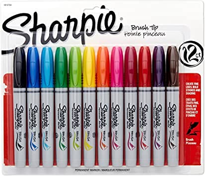 Sharpie 1810704 Permanent Markers - 36 Pack (3 x 12) Brush Tip Assorted Colors for Art, DIY, Office & School Projects - Vibrant Ink for Drawing, Writing, Labeling & Crafting