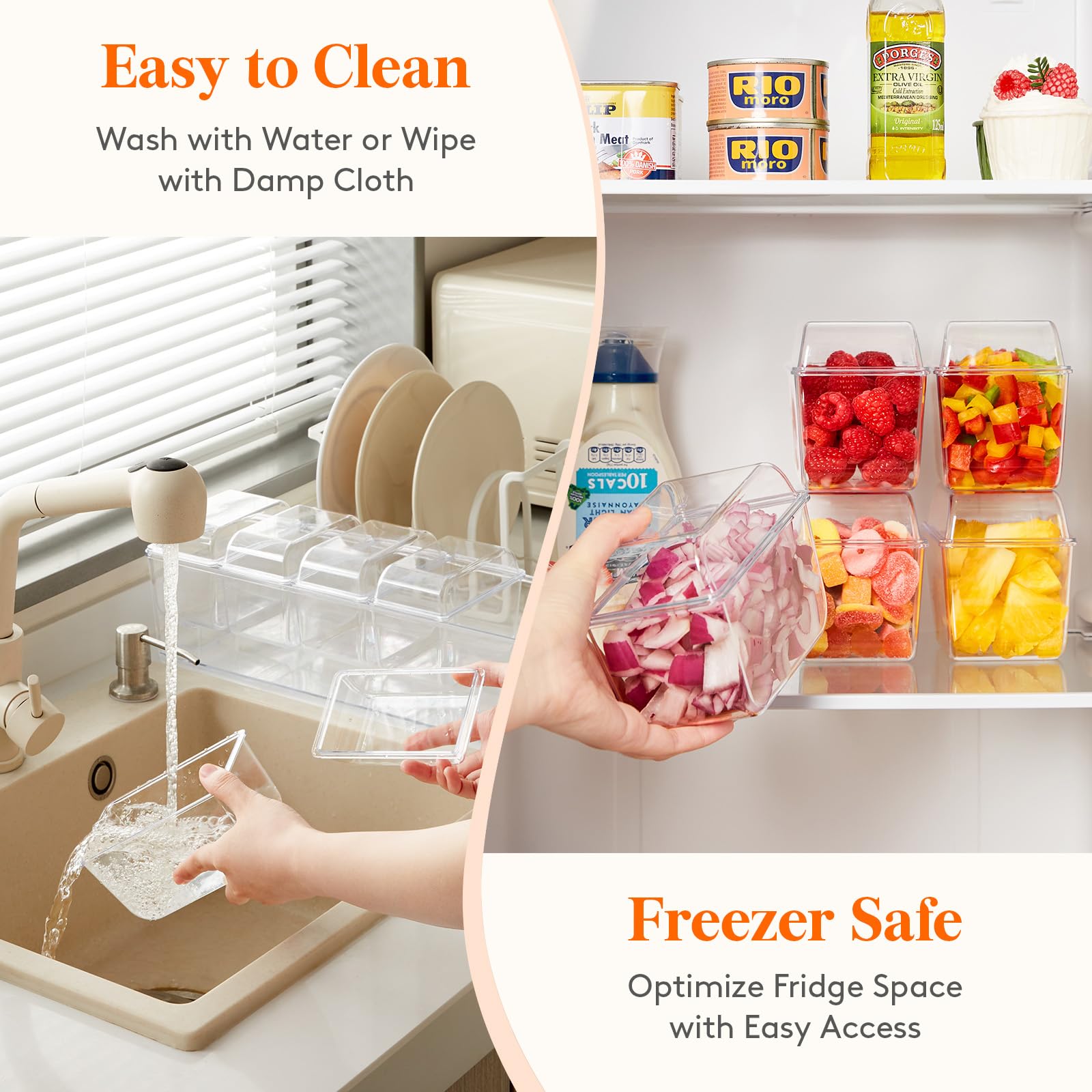 Lifewit 5-Container Condiment Caddy with Lids - Perfect for Parties, Salads & Tacos