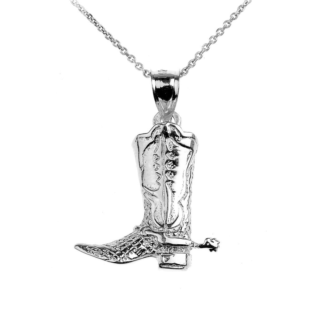 925 Sterling Silver Lucky Cowboy Boot Pendant Necklace - Western Style Charm for Women & Men - Perfect for Country Music Festivals, Rodeo Events & Western Fashion Accessories