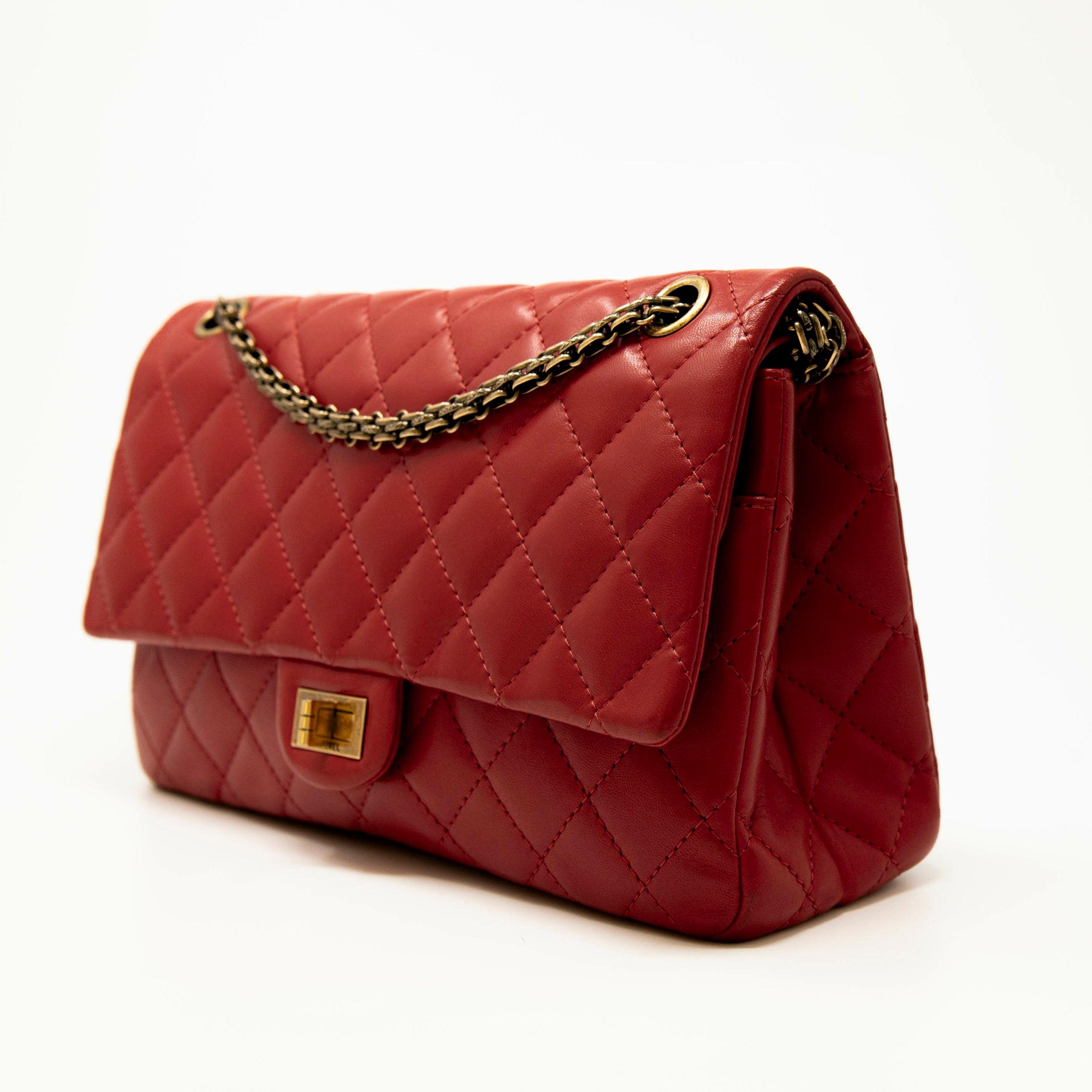 Authentic Chanel Red Lambskin 2.55 Reissue 226 Flap Bag - Luxury Designer Handbag for Women, Perfect for Date Night & Special Occasions