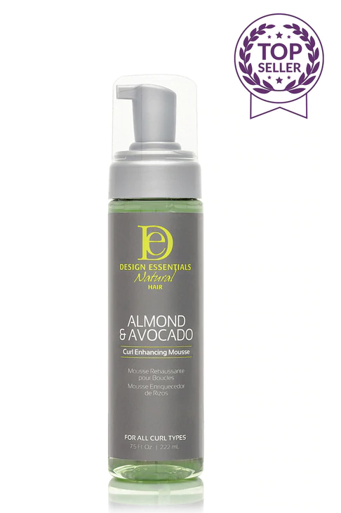 Design Essentials Almond & Avocado Curl Enhancing Mousse for Natural Hair - Hydrating Styling Foam for Defined Curls & Frizz Control - Perfect for Wash & Go, Twist Outs & Bantu Knots