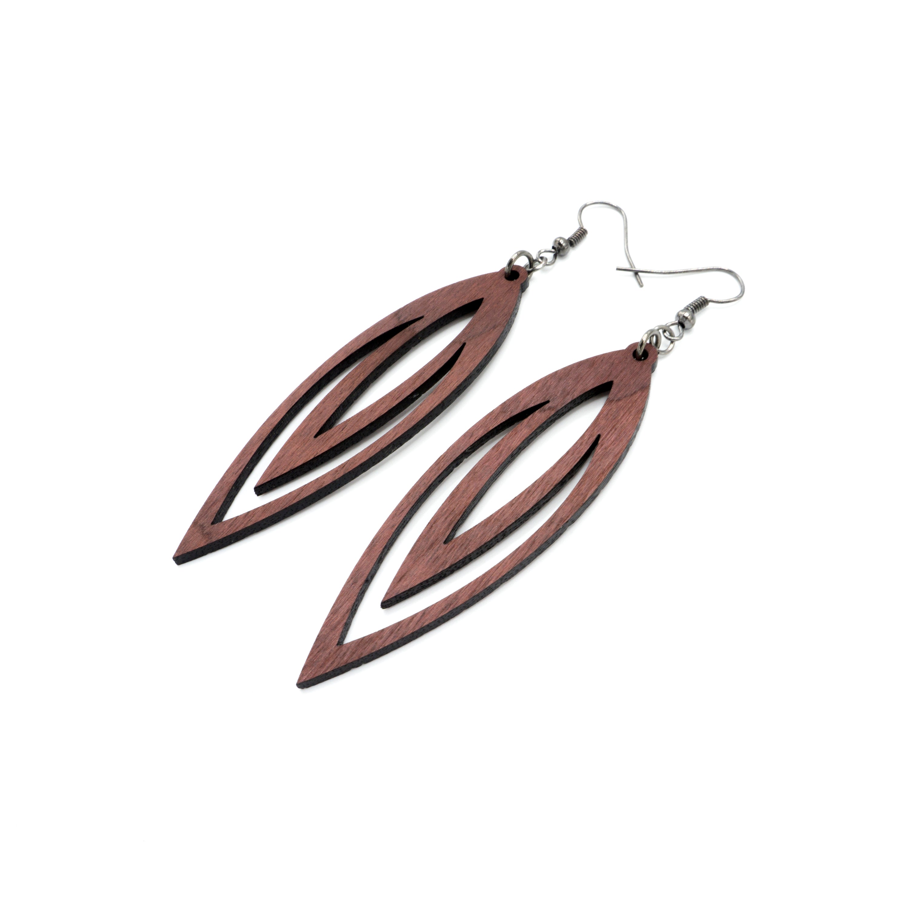 Handmade Purpleheart Wood Earrings - Totem 07 [L] | Boho Chic Dangle Earrings for Women | Perfect for Festivals, Weddings & Everyday Wear