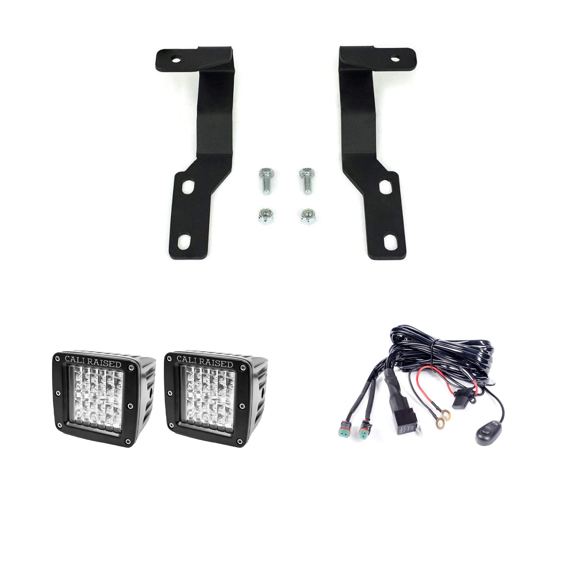 Cali Raised LED Low Profile Ditch Light Brackets Kit for 2005-2015 Toyota Tacoma - 3x2 18W Amber LED Pods with Wiring Harness - Off-Road Lighting for Trucks & SUVs - Perfect for Night Driving, Camping & Trail Adventures