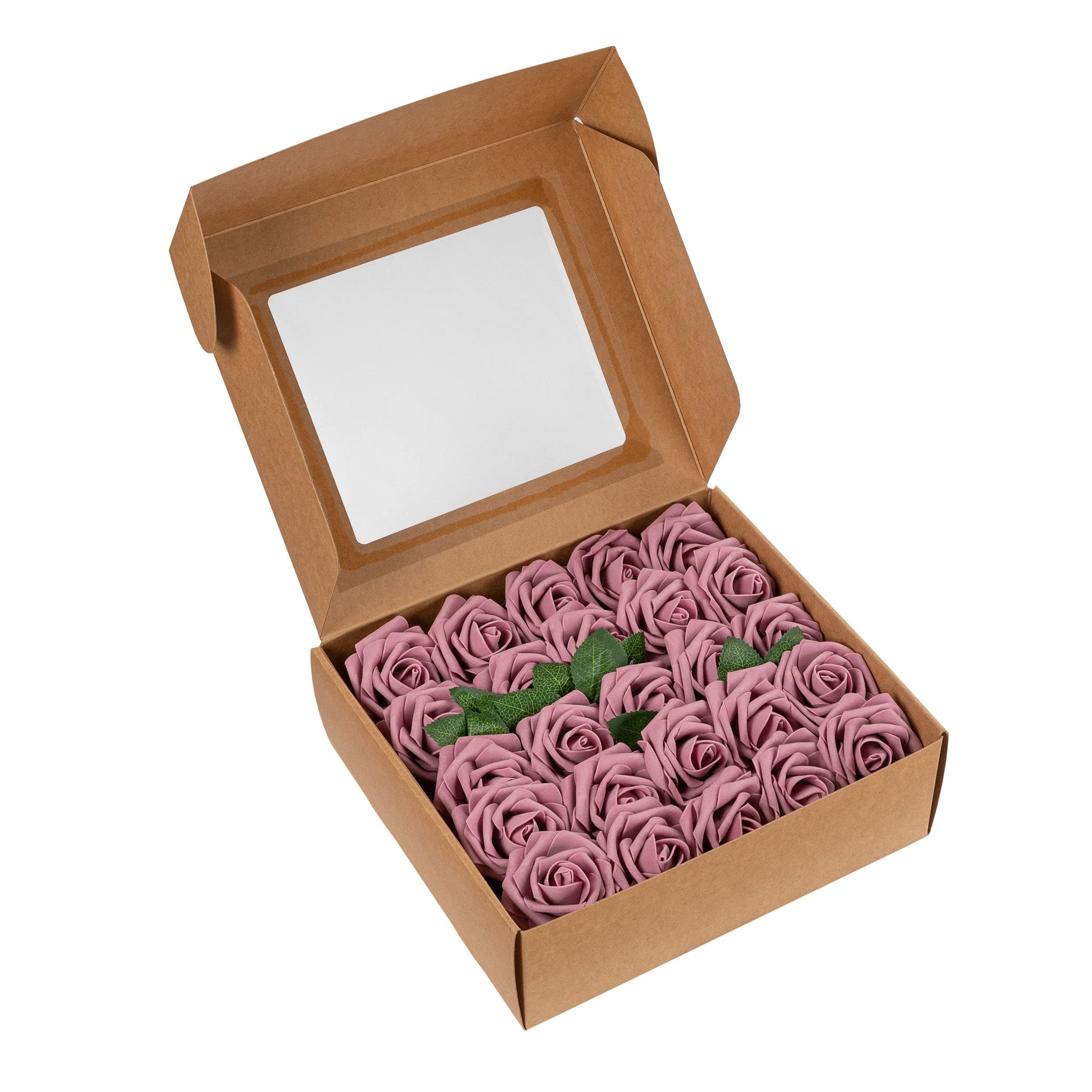 50 Pcs Artificial DIY Foam Rose Stems - Mauve & Dusty Rose for Wedding Bouquets, Home Decor, Event Centerpieces, and DIY Craft Projects