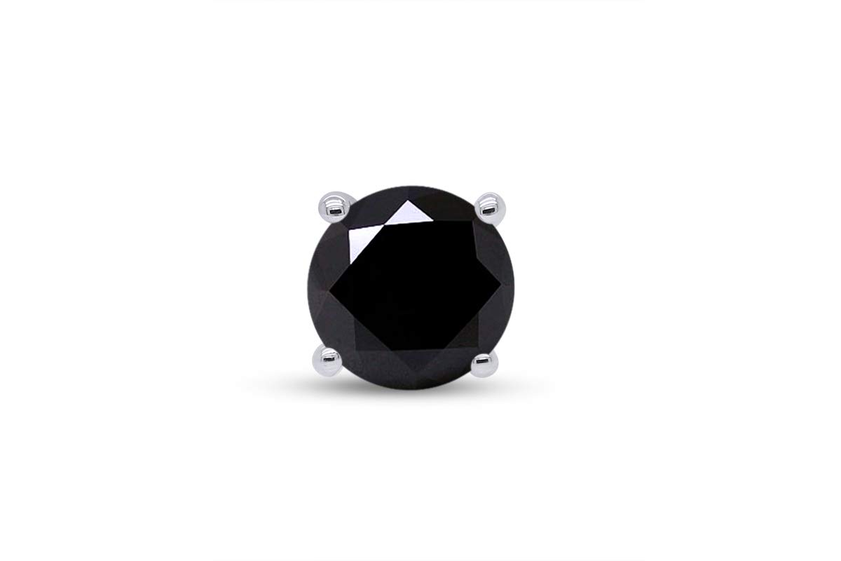 0.50 Carat Round Cut Enhanced Black Natural Diamond Stud Earrings in 14K Gold (I2-I3 Clarity) - Elegant & Durable for Everyday Wear, Parties & Special Occasions