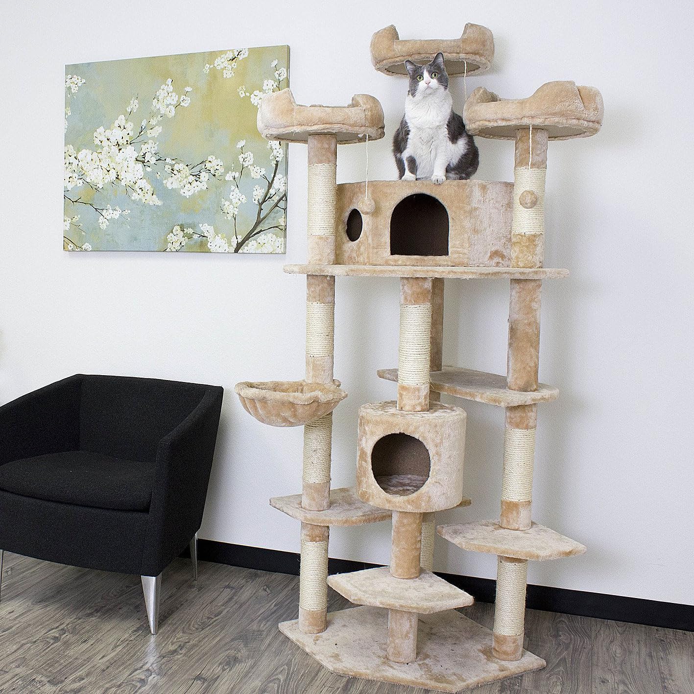 Extra Large Cat Tree for Active Cats - Sturdy Climbing Furniture with Scratching Posts, Beige | Perfect for Indoor Play, Exercise & Relaxation
