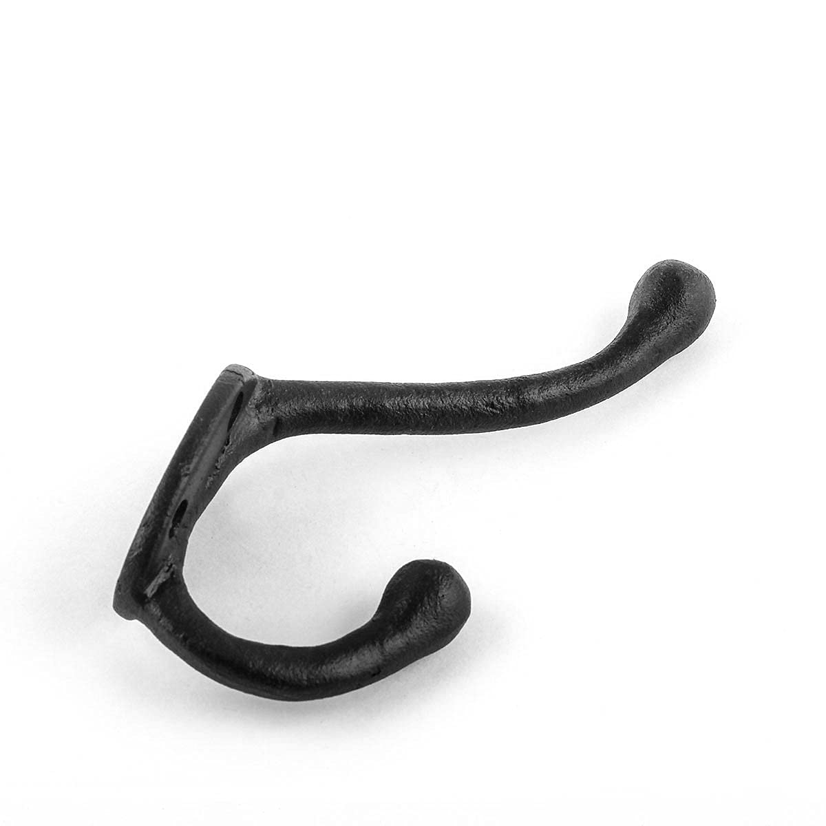 Black Wrought Iron Double Coat Hooks - 5 Inch Rustic Wall Mounted Hangers for Entryway, Bathroom & Bedroom - Pack of 10 with Hardware - Rust Resistant for Jackets, Hats & Towels (Home Decor & Organization)